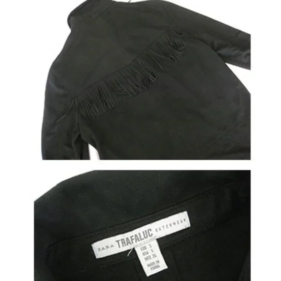 ZARA black suede shirt coat - Picture 6 of 11